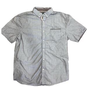 Retrofit Brand Mfg Men's Short Sleeve Button Up Shirt Gray Blue Size Med EUC